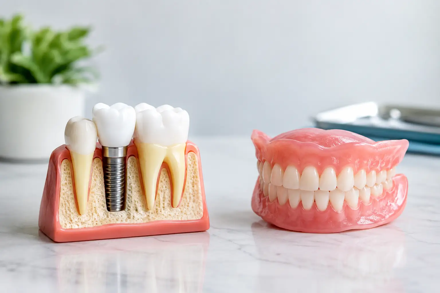 Dental Implants Versus Dentures Compared